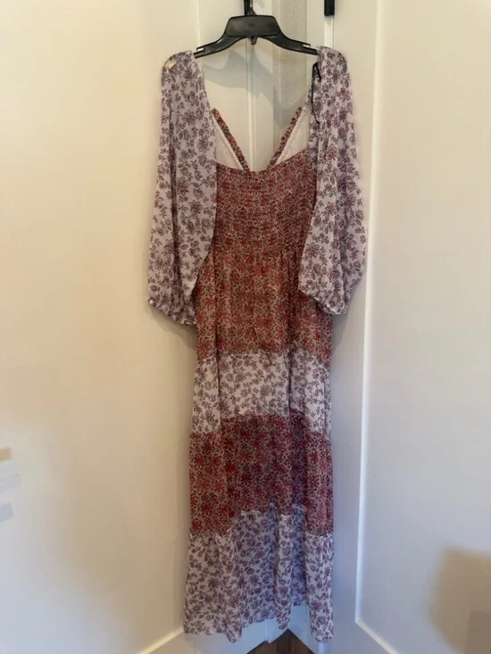 NWT - Forever 21 Pink Floral Patchwork Maxi Dress - Picture 6 of 8